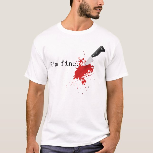 Im Bra Knivar Stab Funny Halloween Stabbed Costume T Shirt (Framsida)