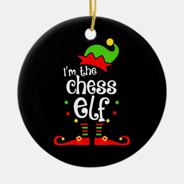 im Chess Elf julafton familjvän christmas-gåva Julgransprydnad Keramik (Framsidan)