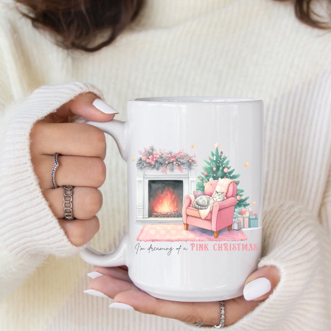 I'm Dreaming of a Pink Christmas Coffee Mug Kaffemugg (Customize this cute design that says I'm Dreaming of a Pink Christmas. )