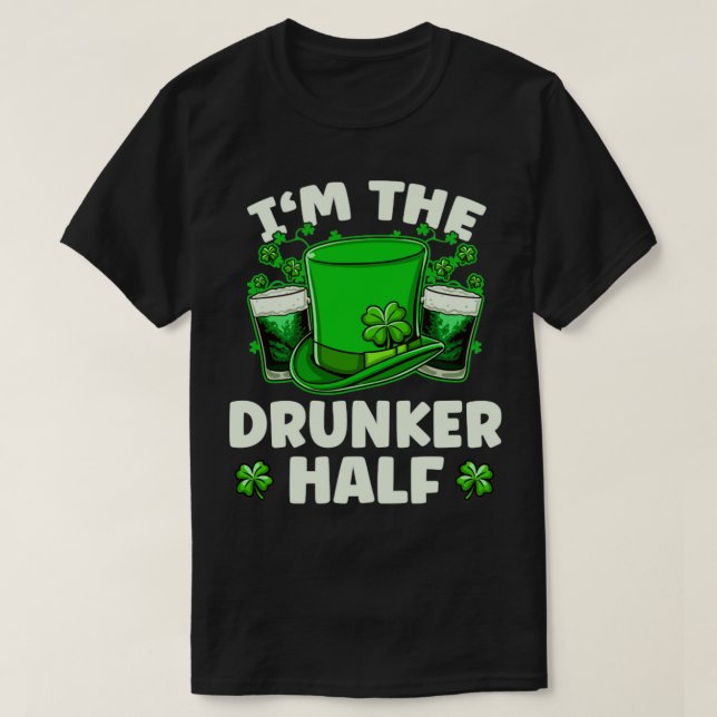 Im Drunker halv öl som dricker St patricks day 3 T Shirt (Design framsida)