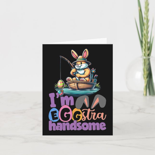 Im Eggstra Handsome Bunny Fishing B Fish Påsk Da Kort (Framsida)