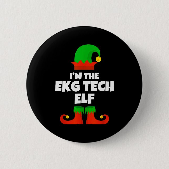 I'm Ekg Tech Elf Family Pajama Christmas Electroca Knapp (Framsida)