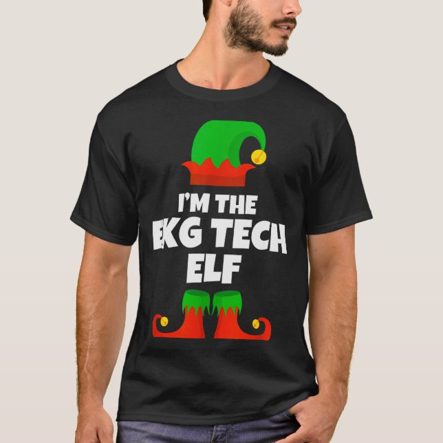 I'm Ekg Tech Elf Family Pajama Christmas Electroca T Shirt (Framsida)