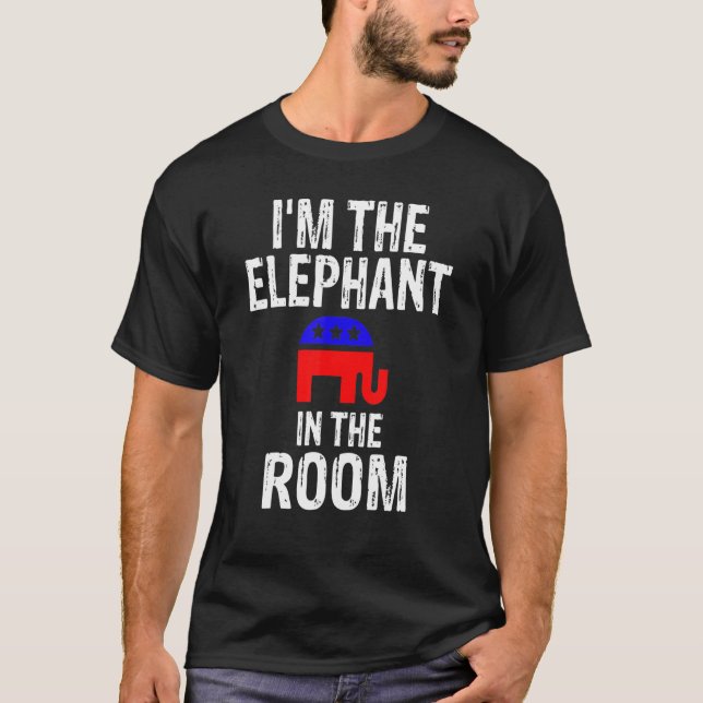 Im Elephant in Room Republican Konservativ T Shirt (Framsida)