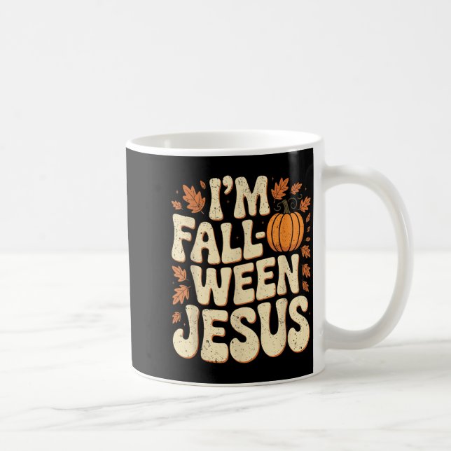 I'm Fall-o-ween Jesus Halloween Christian Groovy P Kaffemugg (Höger)