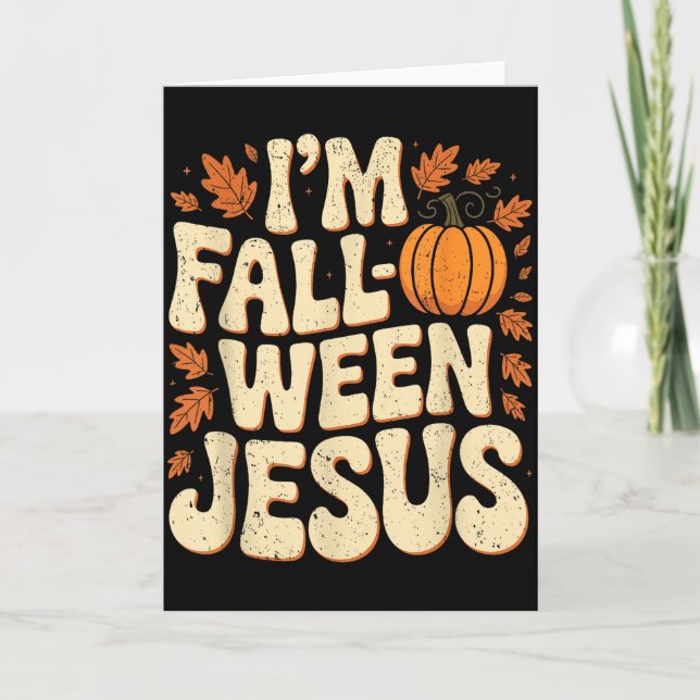 Im Fall-o-ween Jesus Halloween Kristna Groovy Pu Kort (Framsida)