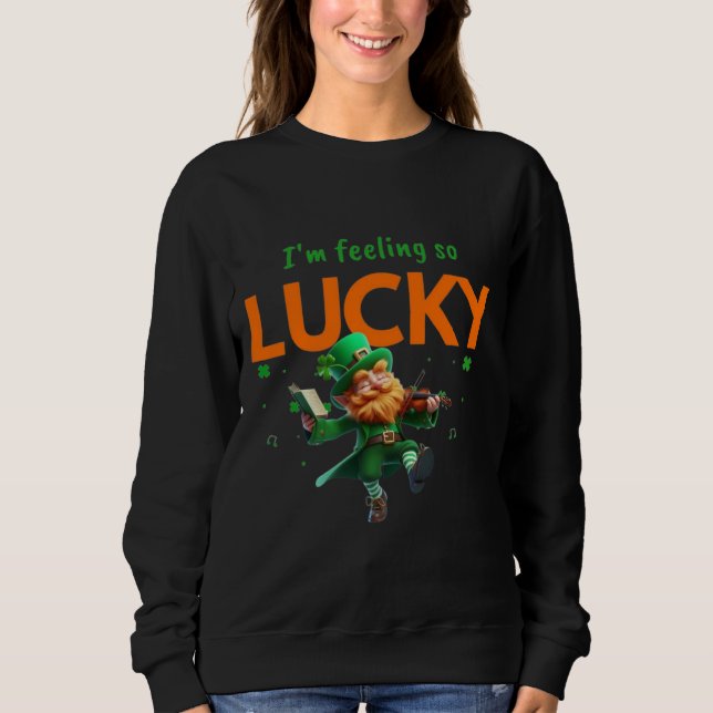 I'm Feeling So Lucky Dancing Leprechaun Shamrock T Shirt (Framsida)
