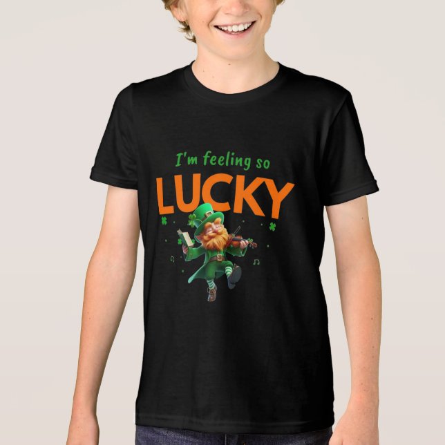 I'm Feeling So Lucky - Shamrock & Leprechaun T Shirt (Framsida)