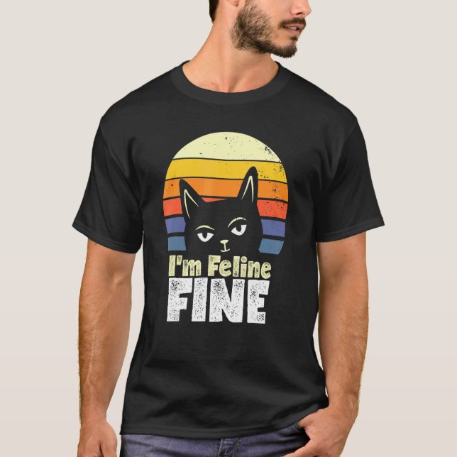 Im Feline Fine Cat Solnedgång T Shirt (Framsida)