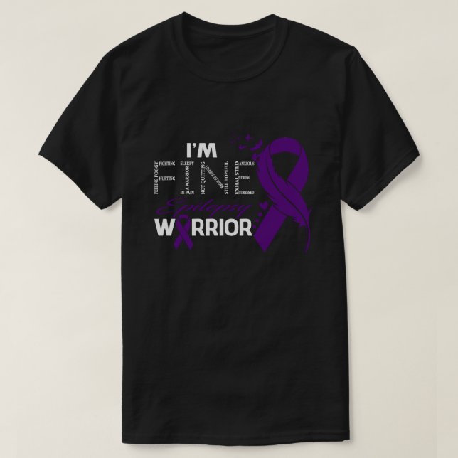 I'm Fine Epilepsy Warrior Awareness Feather T Shirt (Design framsida)