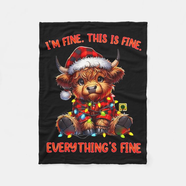 I'm Fine Everything Is Fine Christmas Highland Cow Fleecefilt (Framsidan)