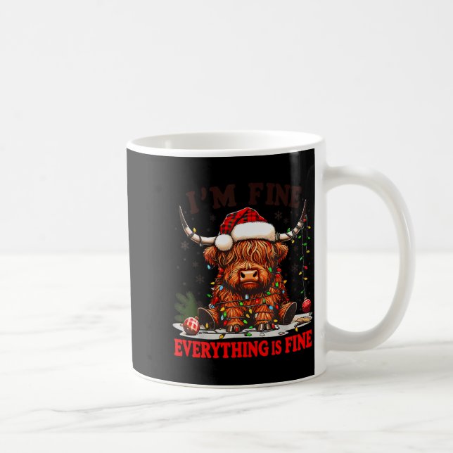 I'm Fine Everything Is Fine Funny Christmas Highla Kaffemugg (Höger)