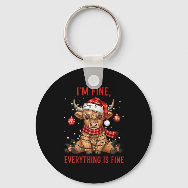 I'm Fine Everything Is Fine Funny Christmas Highla Nyckelring (Framsida)