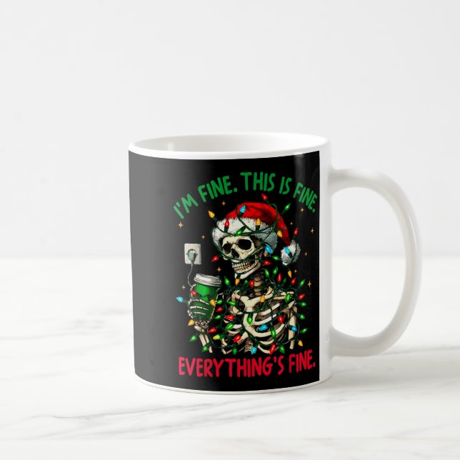 I'm Fine This Is Fine Everything Christmas Skeleto Kaffemugg (Höger)