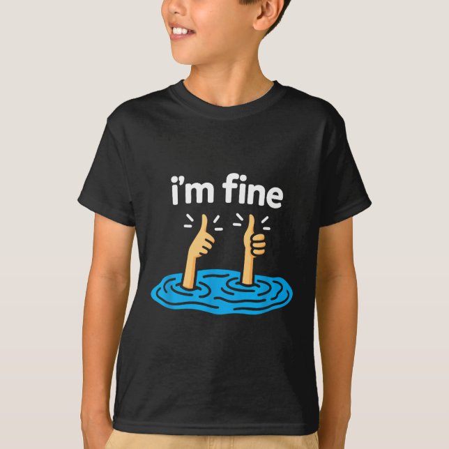 I'm Fine Thumbs Up Two Like Hand Funny Sarcasm Hum T Shirt (Framsida)