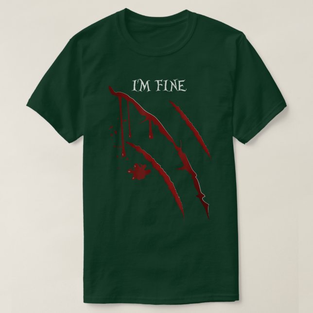 I'm Fine Werewolf Blood Scratch Wolf Costume Scary T Shirt (Design framsida)