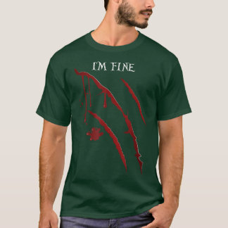 I'm Fine Werewolf Blood Scratch Wolf Costume Scary T Shirt