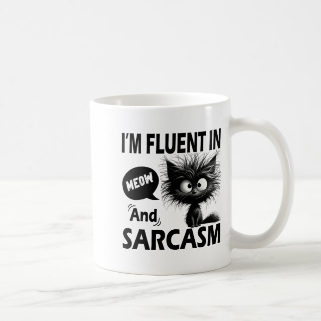I'm Fluent In Meow And Sarcasm Funny Cat Lover Wom Kaffemugg (Höger)