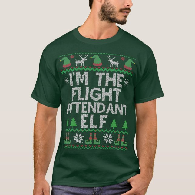 Im flygassistenten Elf Funny God jul T Shirt (Framsida)