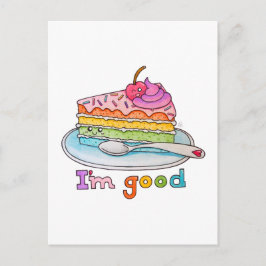 I'm Good, Kawaii Cartoon Rainbow Cake Postcard Vykort