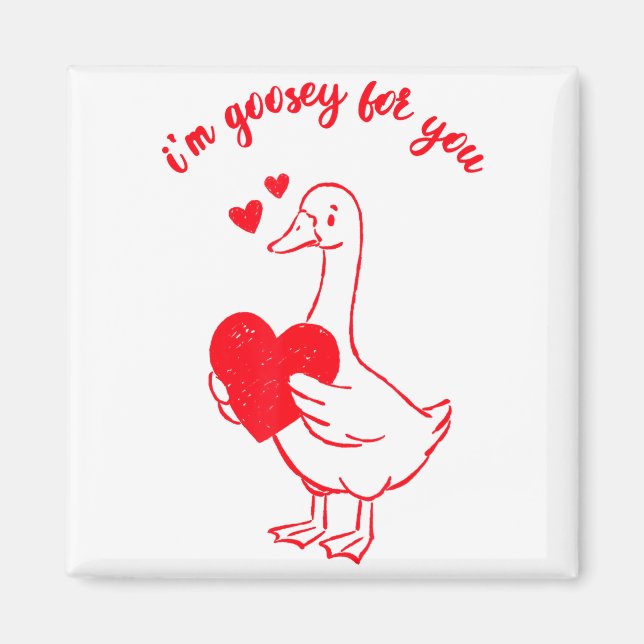I'm Goosey For You Valentine Goose Hearts Minimal  Magnet (Framsidan)
