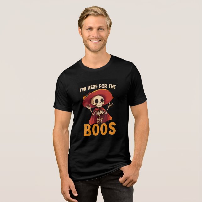 I'm Here for the Boos Skeleton Art T Shirt (Framsida Full)