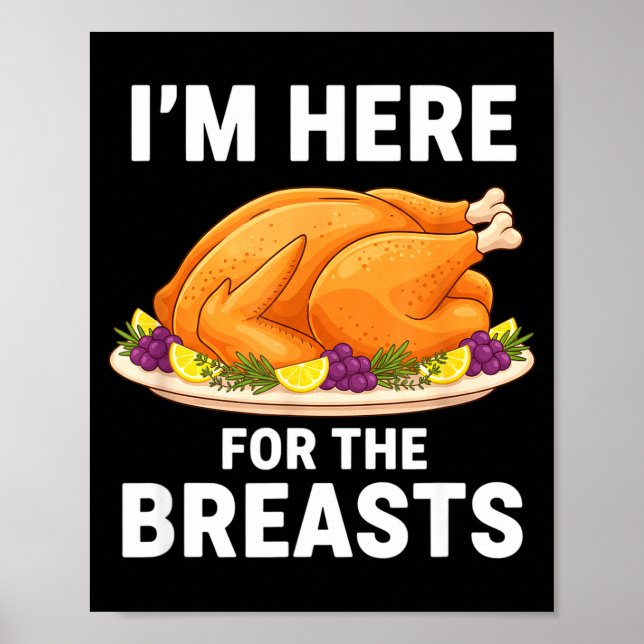 I'm Here For The Breasts, Funny Thanksgiving Turke Poster (Framsidan)