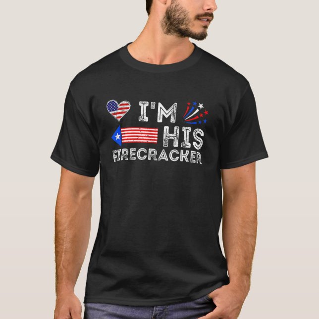 I'm His Firecracker   Funny 4th Of July Us Flag Co T Shirt (Framsida)