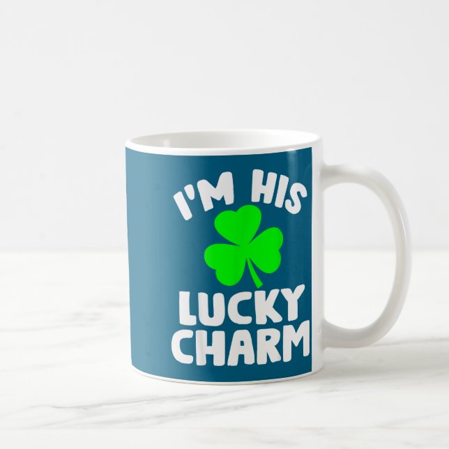 I'm His Lucky Charm Funny Couples St Patrick's Day Kaffemugg (Höger)
