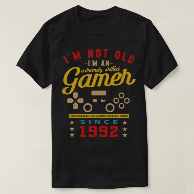 Im inte gammal Im A kompetent 1992VideogameGaming  T Shirt (Design framsida)