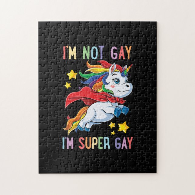Im inte Gay Im Gay pride LGBT Flagga Unicorn Pussel (Vertikal)