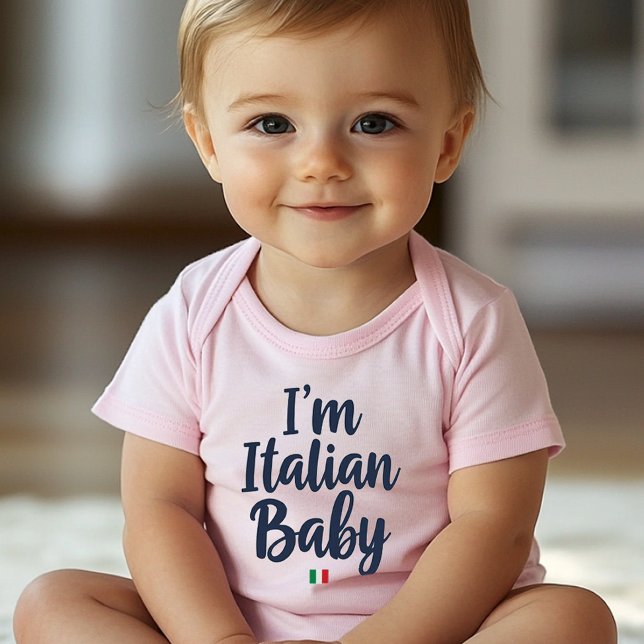 "I'm Italian Baby" Funny Italian Pride T Shirt ("I'm Italian Baby" Funny Baby Bodysuit with Italian Flag accent for Pride gift and Baby showers)