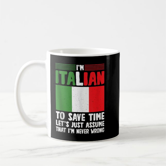 im Itialian har aldrig fel på den italienska Flagg Kaffemugg (Vänster)