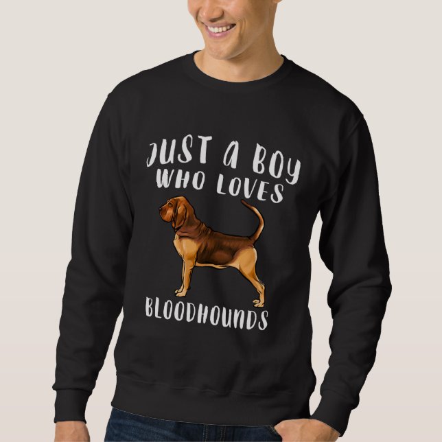 Im Just A Boy Who Loves Bloodhounds Dog Lång Ärmad Tröja (Framsida)