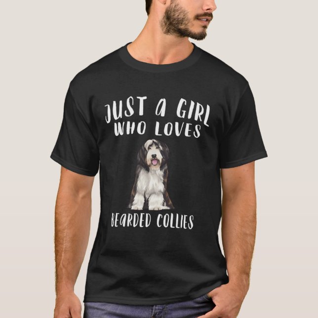 Im Just A Girl Who Loves Bearded Collies Dog T Shirt (Framsida)