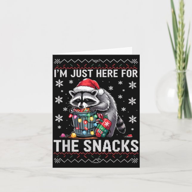 I'm Just Here For Snacks Raccoon Christmas Kids To Kort (Framsida)