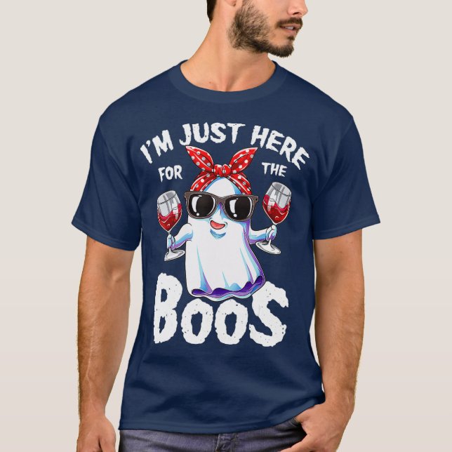 Im Just Here For The Boos Funny Halloween Ghost T Shirt (Framsida)