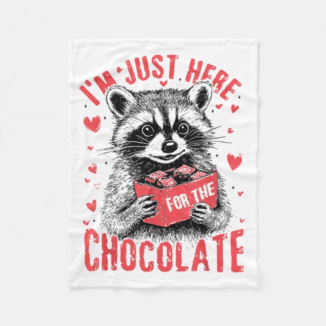 I'm Just Here For The Chocolate Funny Raccoon Vale Fleecefilt (Framsidan)