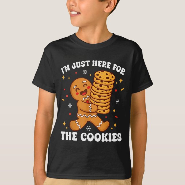 I'm Just Here For The Cookies Gingerbear  T Shirt (Framsida)