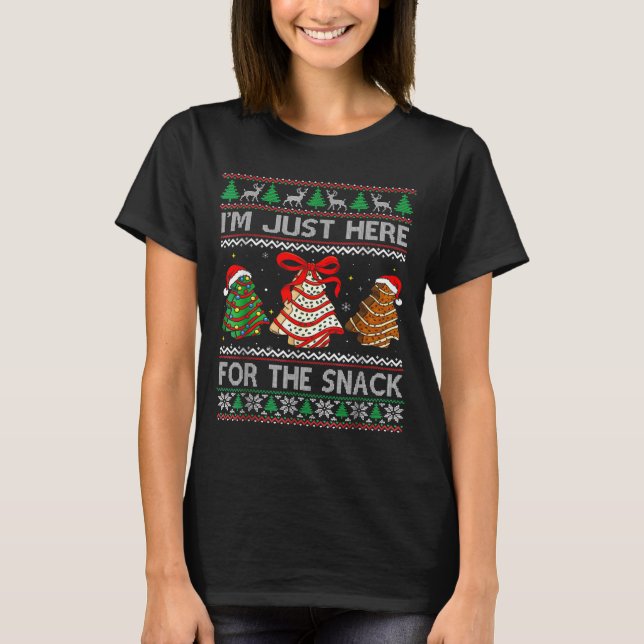 I'm Just Here For The Snack Christmas Cakes Debbie T Shirt (Framsida)