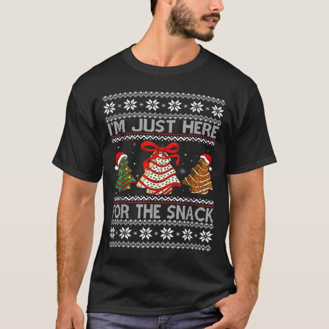 I'm Just Here For The Snack Christmas Cakes Debbie T Shirt (Framsida)