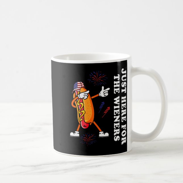 I'm Just Here For The Wieners Funny 4th Of July  Kaffemugg (Höger)