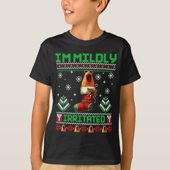 I'm Mildly Irritated Marcus The Worm Christmas Fun T Shirt (Framsida)