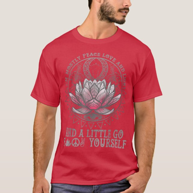 Im Mostly Peace Love And Light And Little Go retro T Shirt (Framsida)