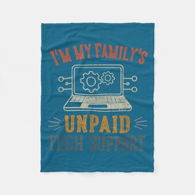 I'm My Family's Unpaid Tech Suprt Funny Computer  Fleecefilt (Framsidan)