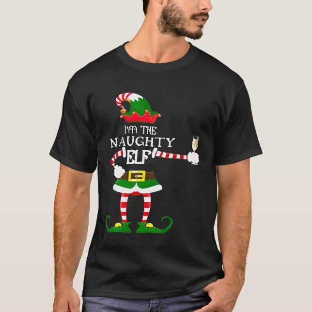 Im NAUGHTY Elf Matching Family Shirt Vin Kärlek T (Framsida)
