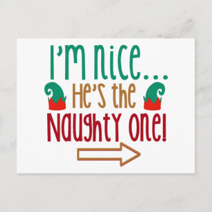 Im Nice Hes Naughty Elf Hat Vykort