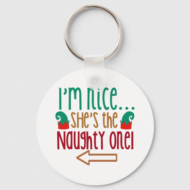Im Nice Shes Naughty Elf Hat Nyckelring (Framsida)