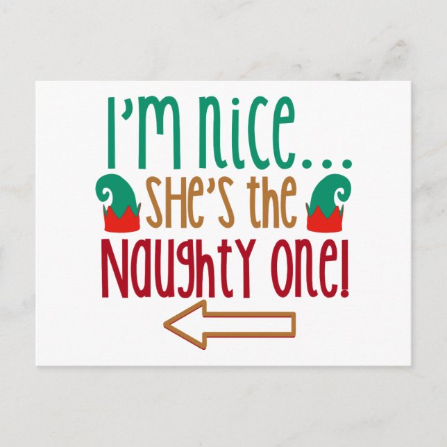 Im Nice Shes Naughty Elf Hat Vykort (Framsida)