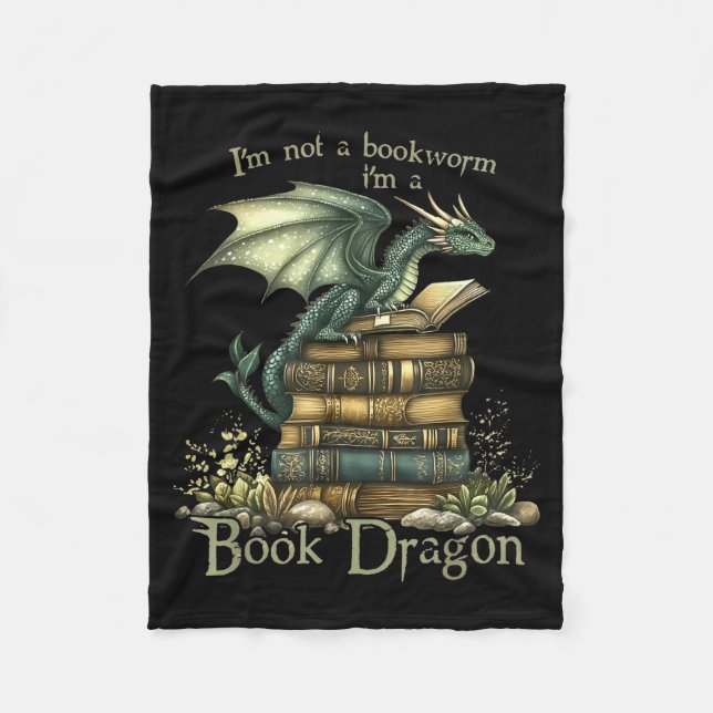 I'm Not A Bookworm I'm A Book Dragon  Fleecefilt (Framsidan)